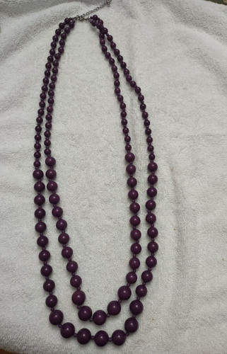 Double Strand Beaded Purple Necklace