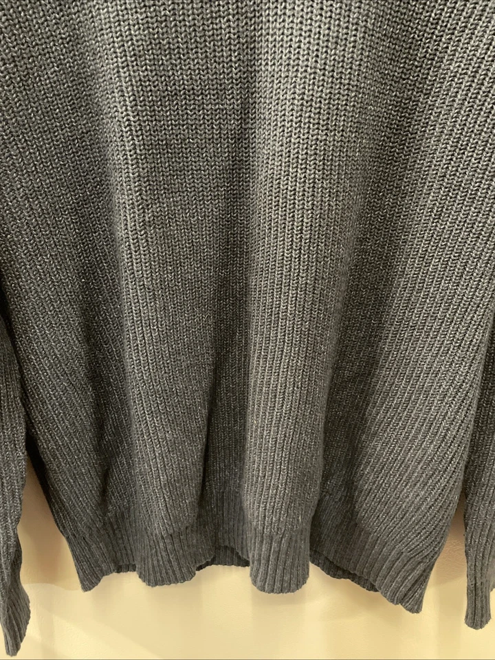 G.H. Bass Mens Size Large Blue Ribbed Henley Pullover Knit Sweater Long Sleeve - Image 4 of 4