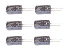 6PCS 2200uF 63V Aluminum Capacitors 18x30mm -40 105 C High Ripple MFD