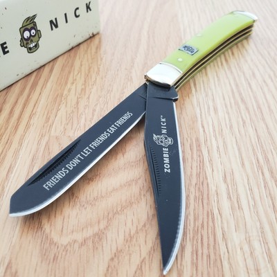 Rough Ryder Zombie Nick Pocket Knife Stainless Clip/Spey Blades Bone Handle