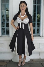 Vintage 50s Inspired Polka Dot Swing Dress   Two-Tone Retro Party Dress