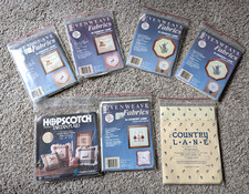 Cross stitch fabric aida country lane tartan plaid Evenweave Hopscotch lot of 7