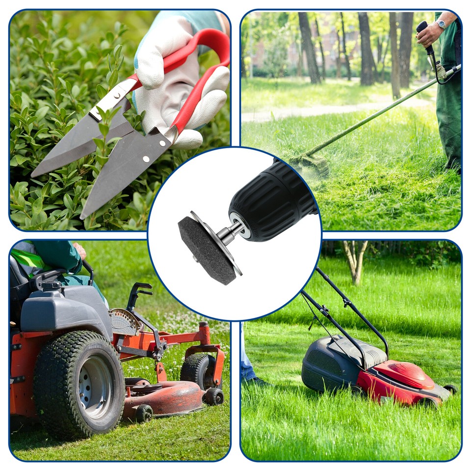 3Ps Lawn Mower Blade Sharpener with Blade Balancer Durable Drill Stone