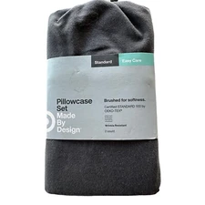 Made By Design Standard Size Pillowcase Set Two Easy Care Softness Gray New