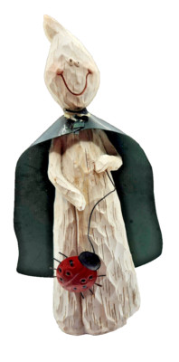 Smiling Ghost with Cape & Ladybug --- 8'' --- Halloween Decor --- Lot 2160