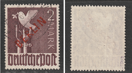 Berlin - 2 DM Rotaufdruck Mi.Nr. 34 geprüft