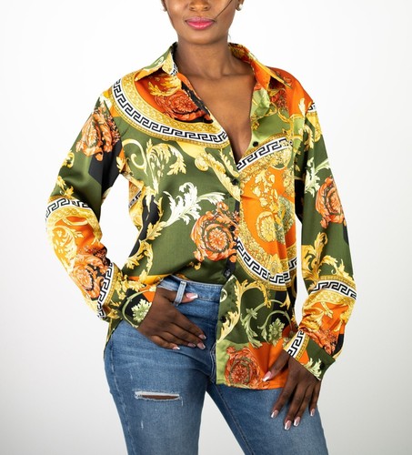 Versace inspired shirt top Ladies Women Brand new, ex stock 8 10 12 14 S M L