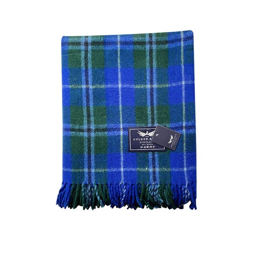 New BNWT Scottish Throw Large Wool Tartan Rug Douglas Blue Blanket eBay