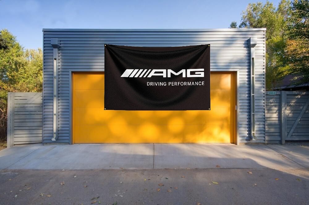 Mercedes Benz AMG 3x5 FT Black Flag Car Racing Banner Workshop