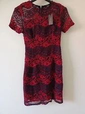 Romeo&Juliet Couture Coctail Dress Red and Blue Lace size S