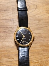 Kienzle Markant Antimagnetic Vintage Uhr Herren schwarz Gold Sekunde Läuft