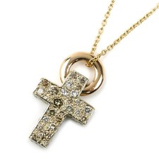 Collana Pomellato K18YG Oro Giallo K18PG Croce Rosa Diamante 8,7g Usata KOER-0