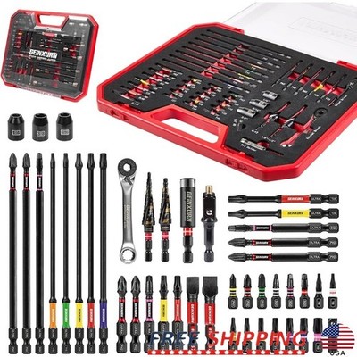44Pcs Tool Set Ratchet Wrench Screwdriver Bits Sockets DIY Storage Box New