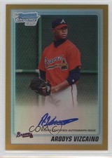 2010 Bowman Chrome Prospects Gold Refractor 31/50 Arodys Vizcaino Auto 3d5