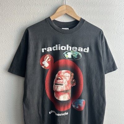Vintage REPRINT Radiohead The Bends Graphic Euro Tour Black Faded T Shirt Large