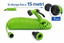 Tubo Irrigazione Estensibile 15m con Pistola 7 Getti Giardino Auto Flessibile