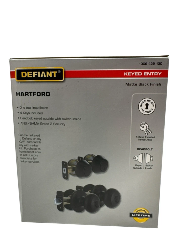 Defiant Hartford 2 cerrojo y 2 perillas de puerta de entrada con llave 1009 4291 120 nuevo Foto 2 de 4
