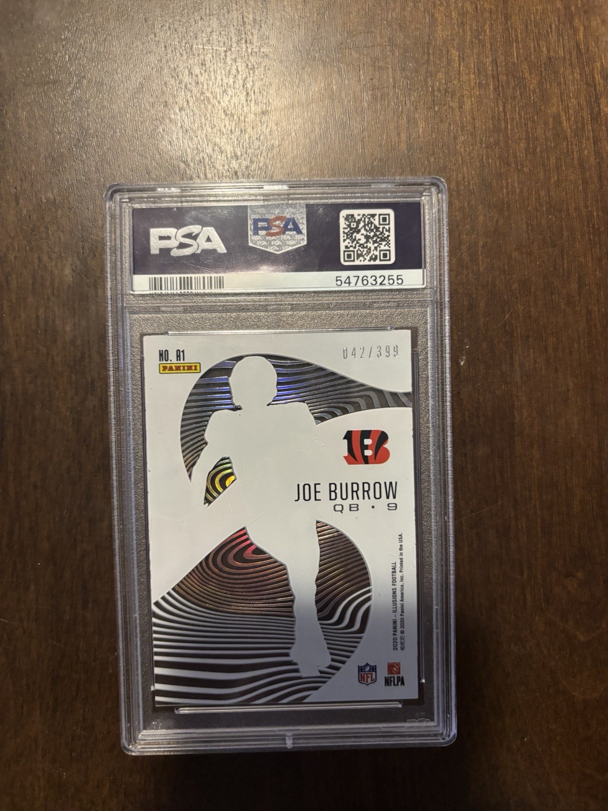 Panini 2020 Illusions Astounding Joe Burrow RC Pink /399 #A1 PSA 9 view 2