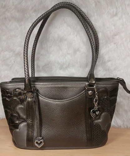 BRIGHTON Schultertasche Windsor Hearts Pewter Leder