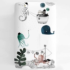 Mini Crib Sheets by : 100 Cotton Sateen. Complements Modern Underwater Love