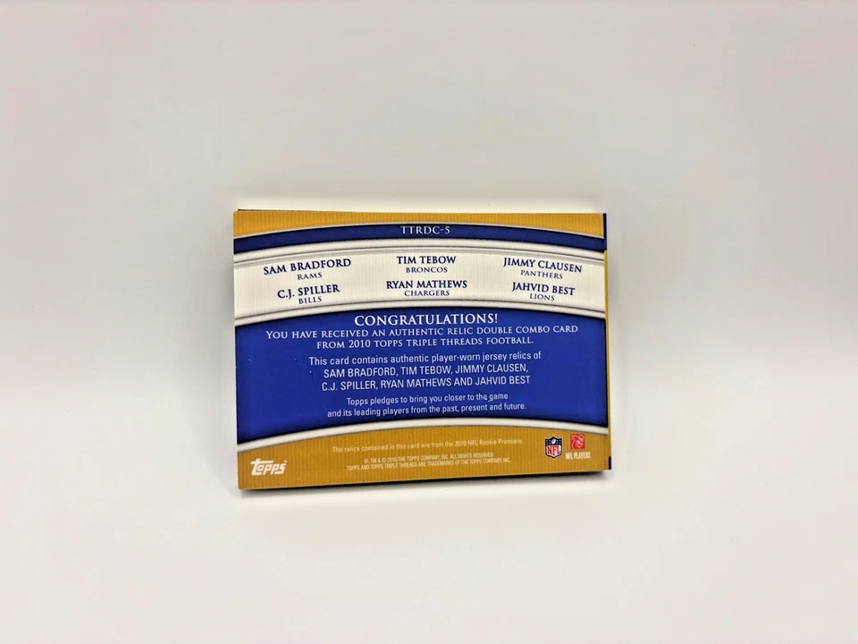 2010 Topps Triple Threads Jersey Booklet  /27 (TOP QBS/TOP RBS) - Image 3 of 3