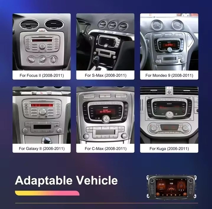 Autoradio Android 7" Ford Focus 2 Kuga Mondeo S-Max C-Max CarPlay WiFi GPS Navi - Immagine 3 di 4