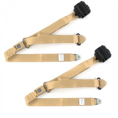  1954 - 1956 Standard 3pt Tan Retract Bucket Seat Belt Kit-2 Belts