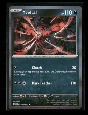 Yveltal Holo Rare ME01: Mega Evolution 088/132 NM Pokemon NM
