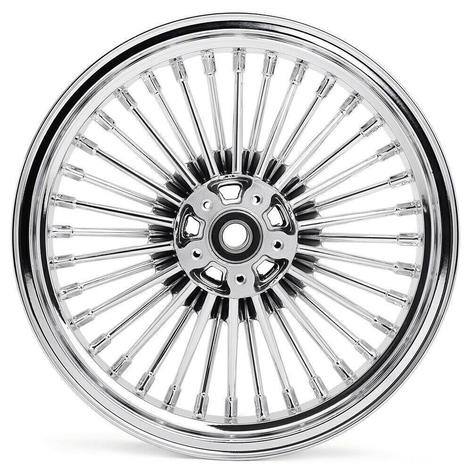 Po Boy Rims 16x3.5 Chrome Fat Spoke Wheels Rims for Harley Softail Fat Boy Deluxe ...