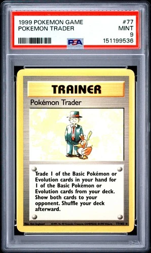 1999 POKEMON BASE SET UNLIMITED #77 POKEMON TRADER PSA 9
