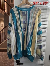 Vintage Mens Tosani Sweater 90s Coogi 3D Colorful Pullover Cotton Size XL