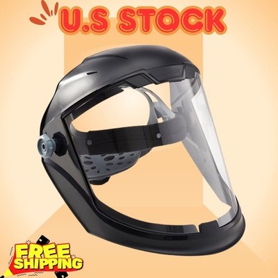 NEW Premium Face Shield Safety Mask ANSI Z87.1 Anti Fog Clear Ratcheting