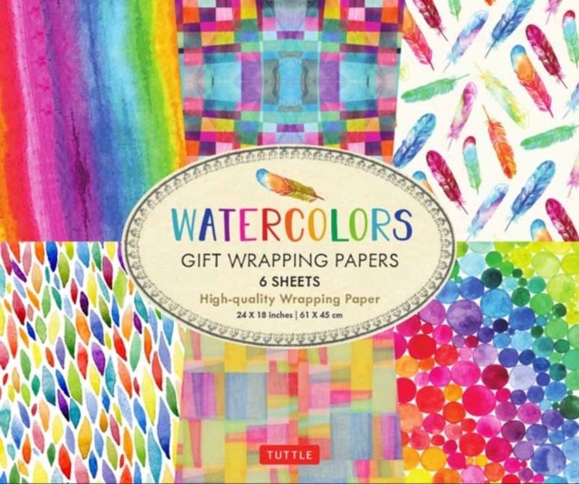 Watercolors Gift Wrapping Papers: 6 Sheets of H. Editors<| - Image 3