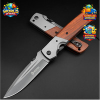 Klappmesser Einhandmesser 28Cm Holzgriff Liner Lock Outdoor Taschenmesser