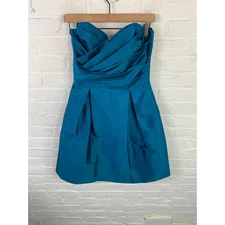Alfred Sung Women's Sweetheart Neck Strapless Mini Dress Teal Blue Size 10