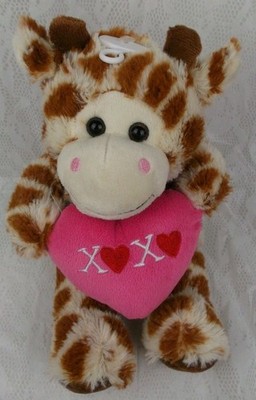 Hug & Luv Giraffe XoXo Pink Heart Pillow Valentine's 8'' Plush Stuffed Animal Toy