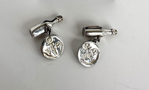 Veuve Clicquot VCP Anchor 925 Sterling Silver Cufflinks France Original Box RARE