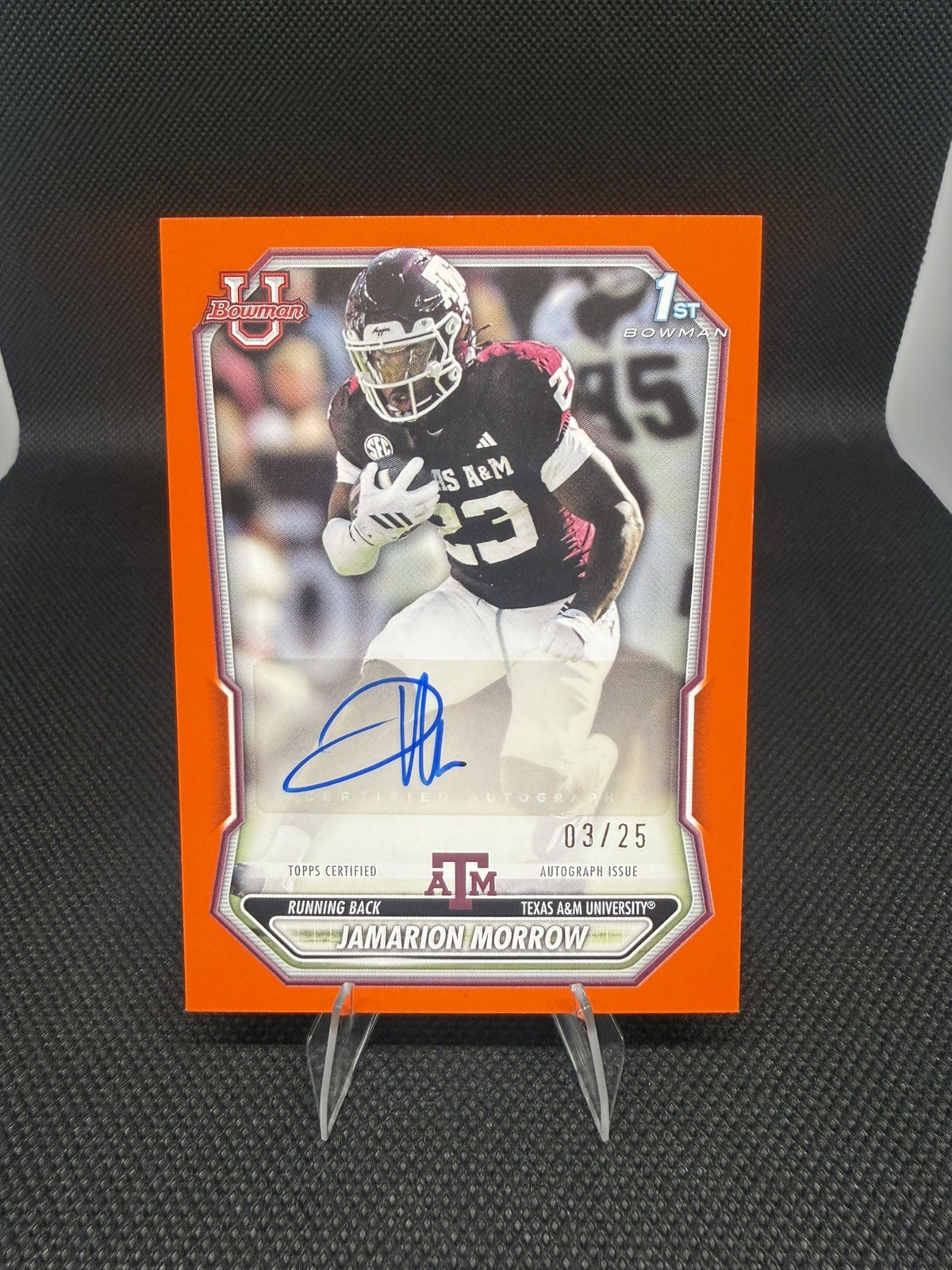 Topps 2026 Bowman Football Jamarion Morrow Orange Auto /25 BPPA-JAM 