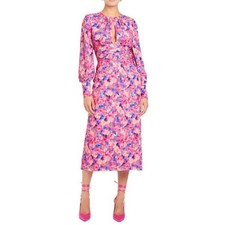 Rebecca Vallance Little Havana Pink Floral Print Long Sleeve Midi Dress Sz 8 NWT