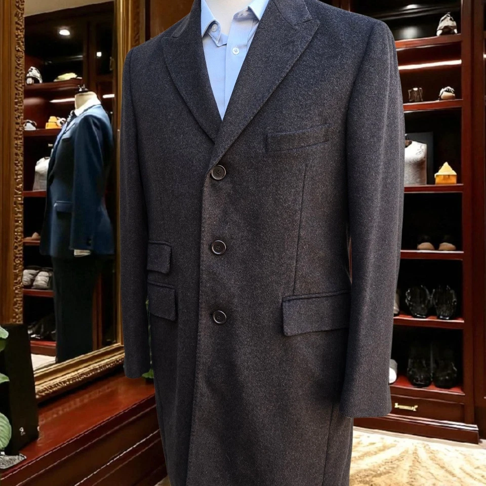 Abrigo Saks Fifth Avenue Talla 40 Solapa Pico Lana Mezcla Cachemira Bolsillo para Billetes Foto 4 de 4