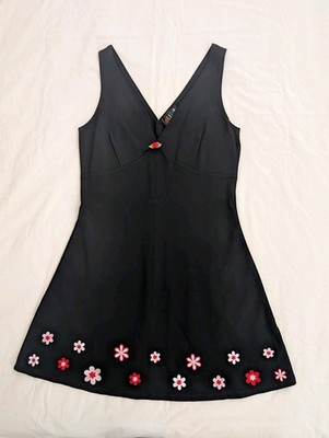 black mini dress with red flowers Dollskill Delia's & pink flower embroidery Size Large US Size:3XL this dress embodies both furniture Homecoming Dresses | Cute