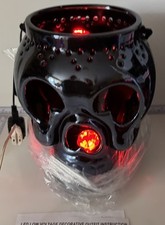 Member's Mark 12" Pre-lit Color Changing Ceramic Skeleton Lantern Black Open Box