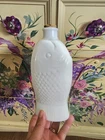 Vintage Dr Fisch's Bitters Bottle White Milk Glass Fish Shaped Bottle With Cork