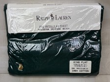 Vintage 90's Ralph Lauren Dark Green KING FLAT Sheet NOS NEW
