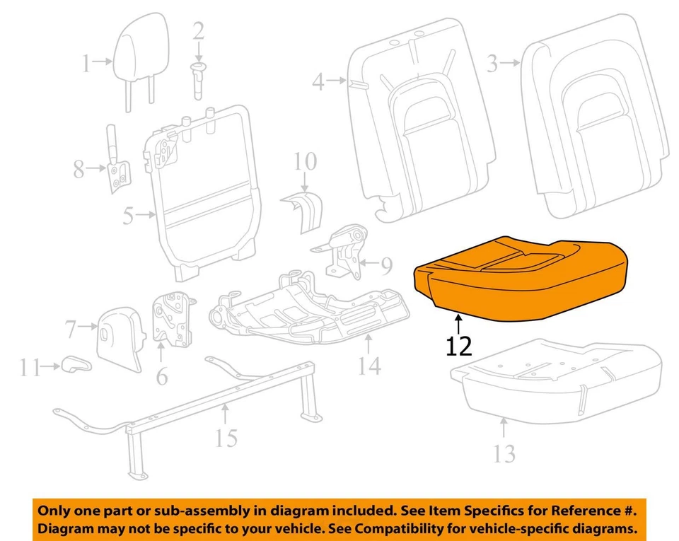 Funda para Chevrolet Colorado 2015 ASM R/ASIENTO CUSH NEGRA 23455734 - NUEVA OEM Foto 2 de 3