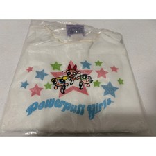 Vintage 2000 Powerpuff Girls Cartoon Network White Glitter Star Tee Shirt 4/5