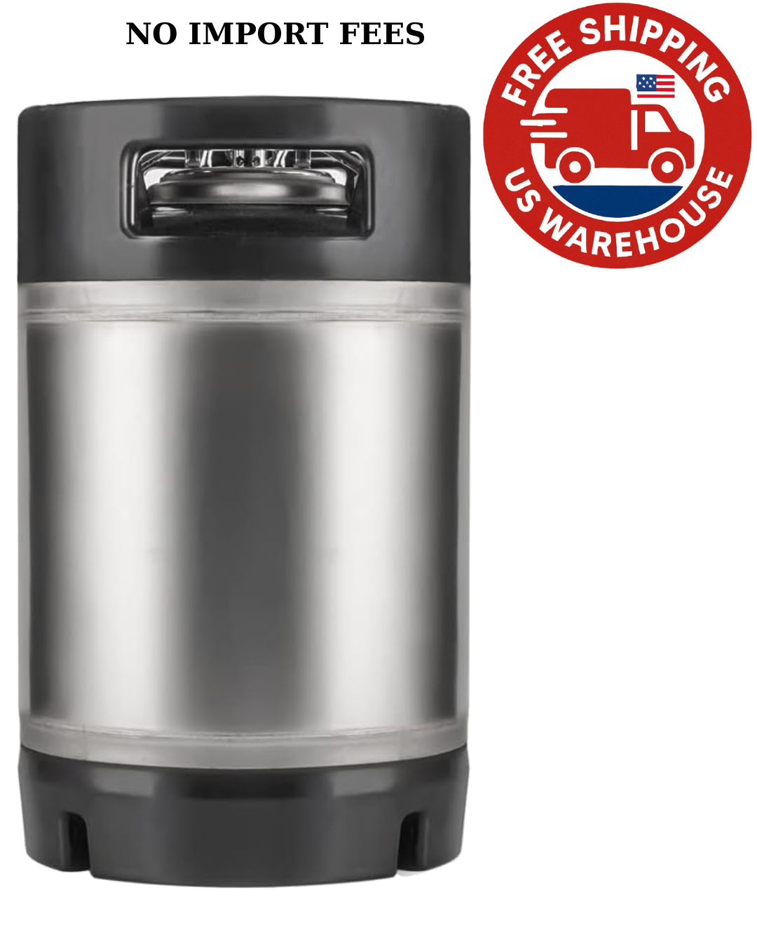 New 2.5 Gallon Ball Lock Keg, Stainless Steel Beer Keg with Dual Rubber Handle
