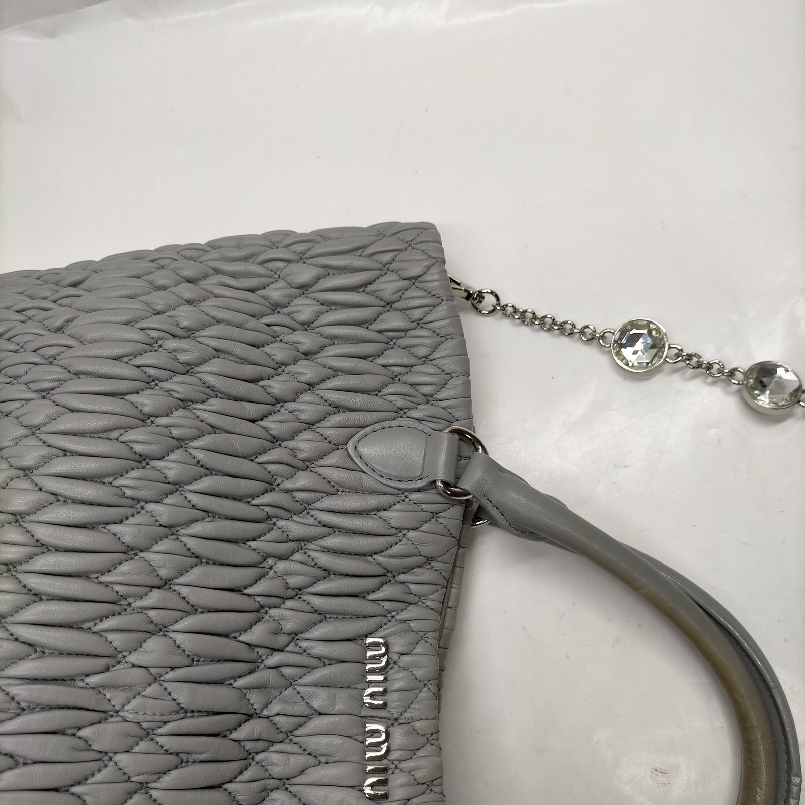 Miu Miu Hand Bag Gray Leather 3132344 — image 12