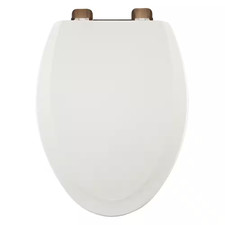 re Elongated Toilet Seat in White with Oil Rubbed Hinge