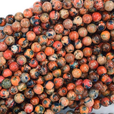 Galaxy Blue Orange Sea Sediment Imperial Jasper Round Beads 15'' 6mm 8mm 10mm